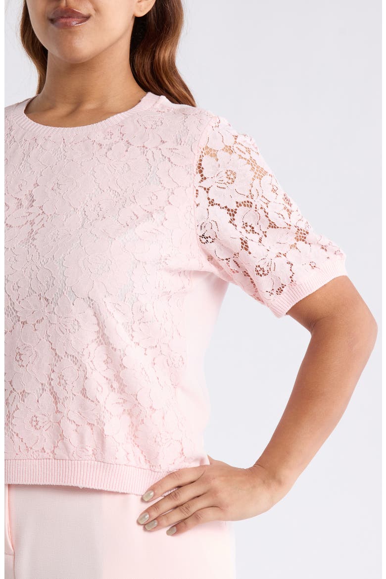 Lace Front Sweater, Alternate, color, TEA ROSE