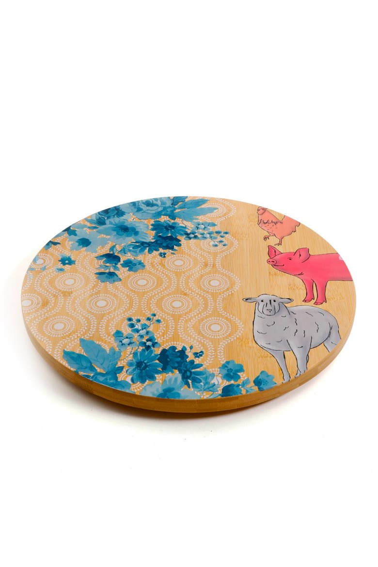 Market Life on the Farm 13 Inch Wood Lazy Susan Turntable, Main, color, Wood