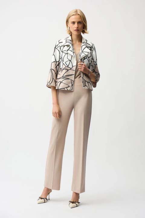 Faux Suede Abstract Print Swing Jacket