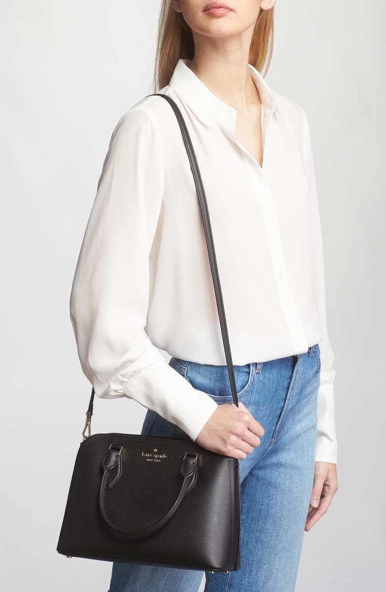 Kate Spade New York darcy small leather satchel bag, Alternate, color, Black