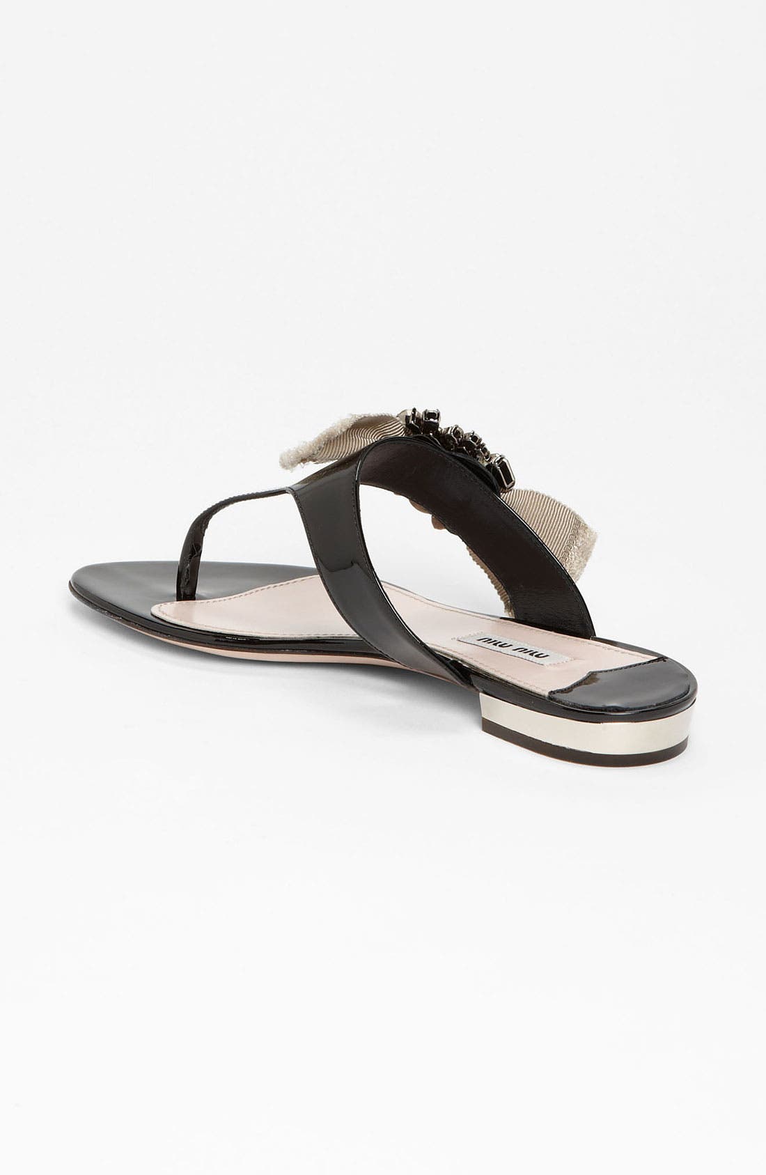 Crystal Bow Thong Sandal, Alternate, color, BLACK