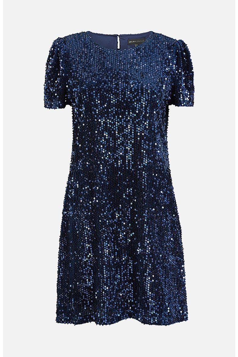 Sequin Tunic Mini Dress, Alternate, color, Navy
