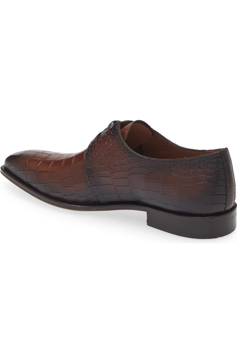 Mezlan Croc Embossed Derby, Alternate, color, Cognac