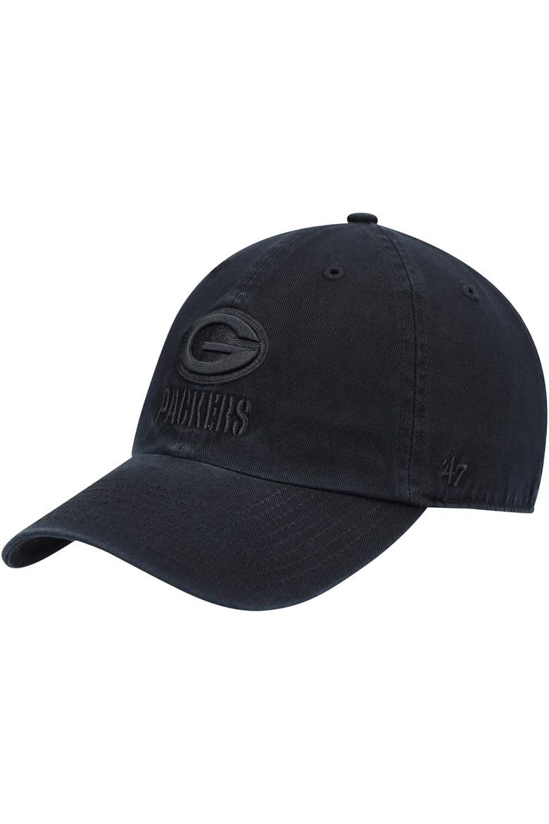 Men's '47 Black Green Bay Packers Team Tonal Clean Up Adjustable Hat, Main, color, Black