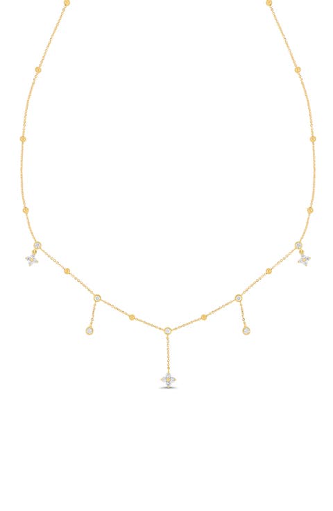 Monaco 18k Gold Diamond Fringe Y Necklace