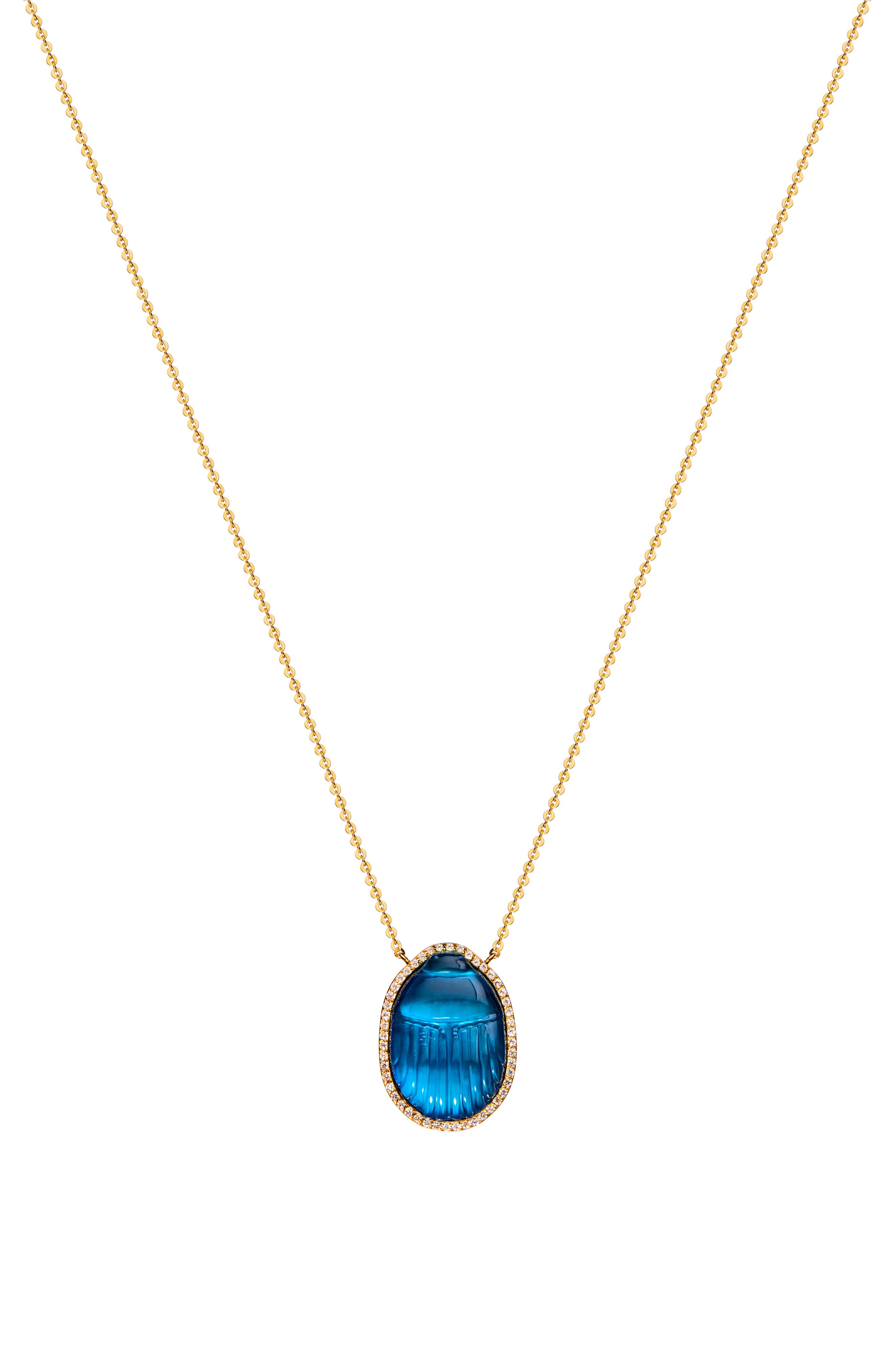 Lito Small Luna Pendant Necklace In Blue