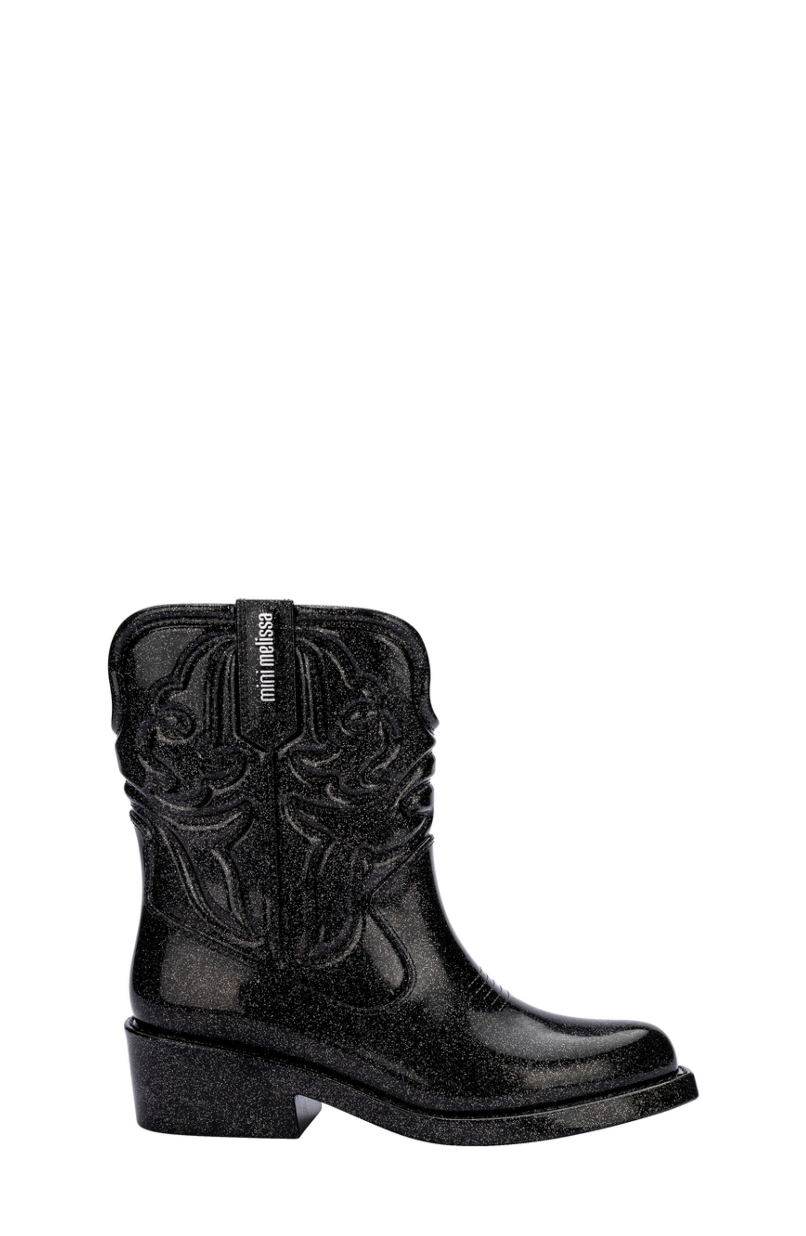 Mini Melissa Kids' Texas Western Boot, Alternate, color, Black Silver Glitter