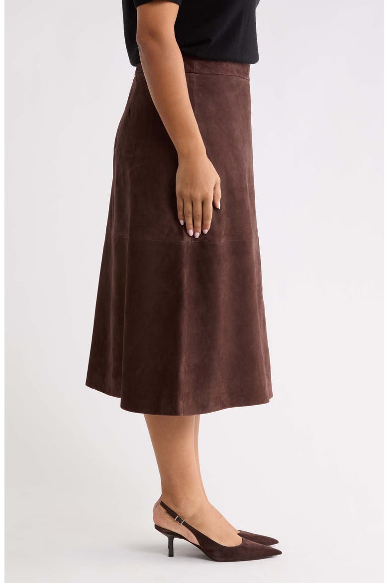 A-Line Suede Midi Skirt, Alternate, color, BROWN COFFEE