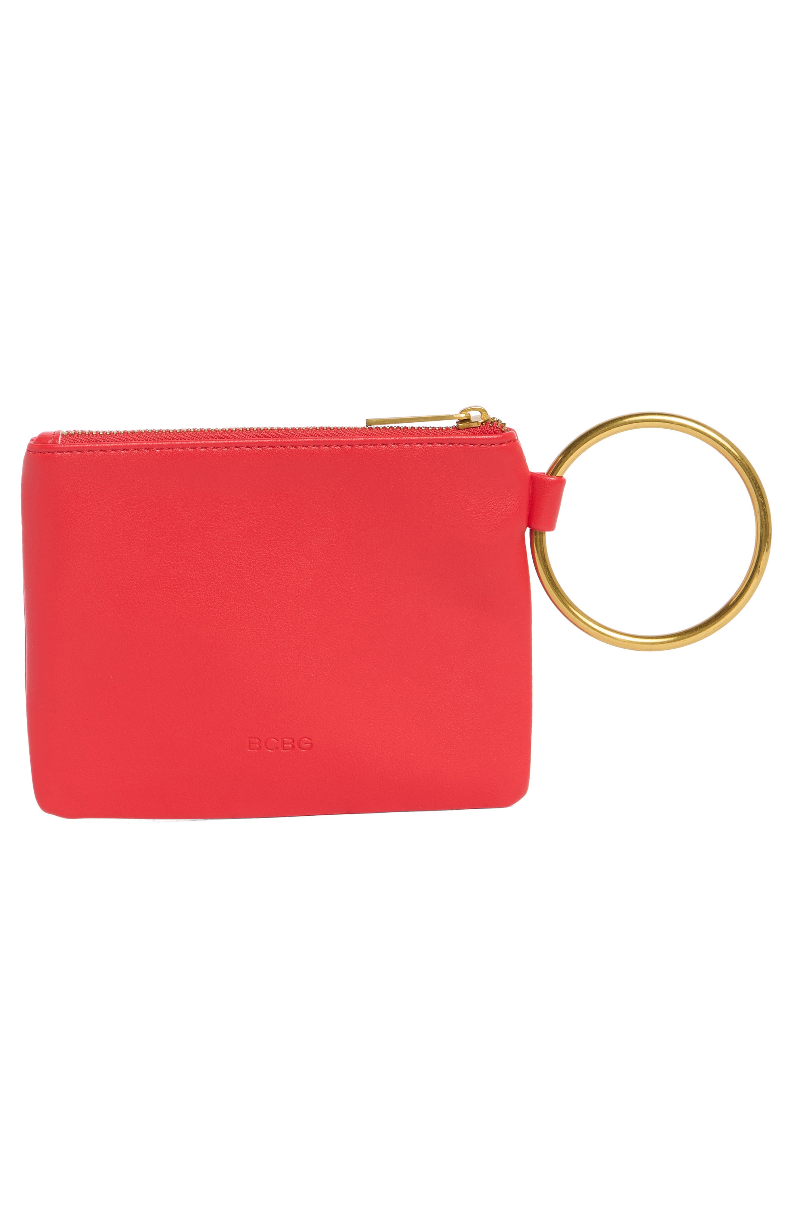 BCBG Ring Handle Wristlet Pouch, Alternate, color, Red