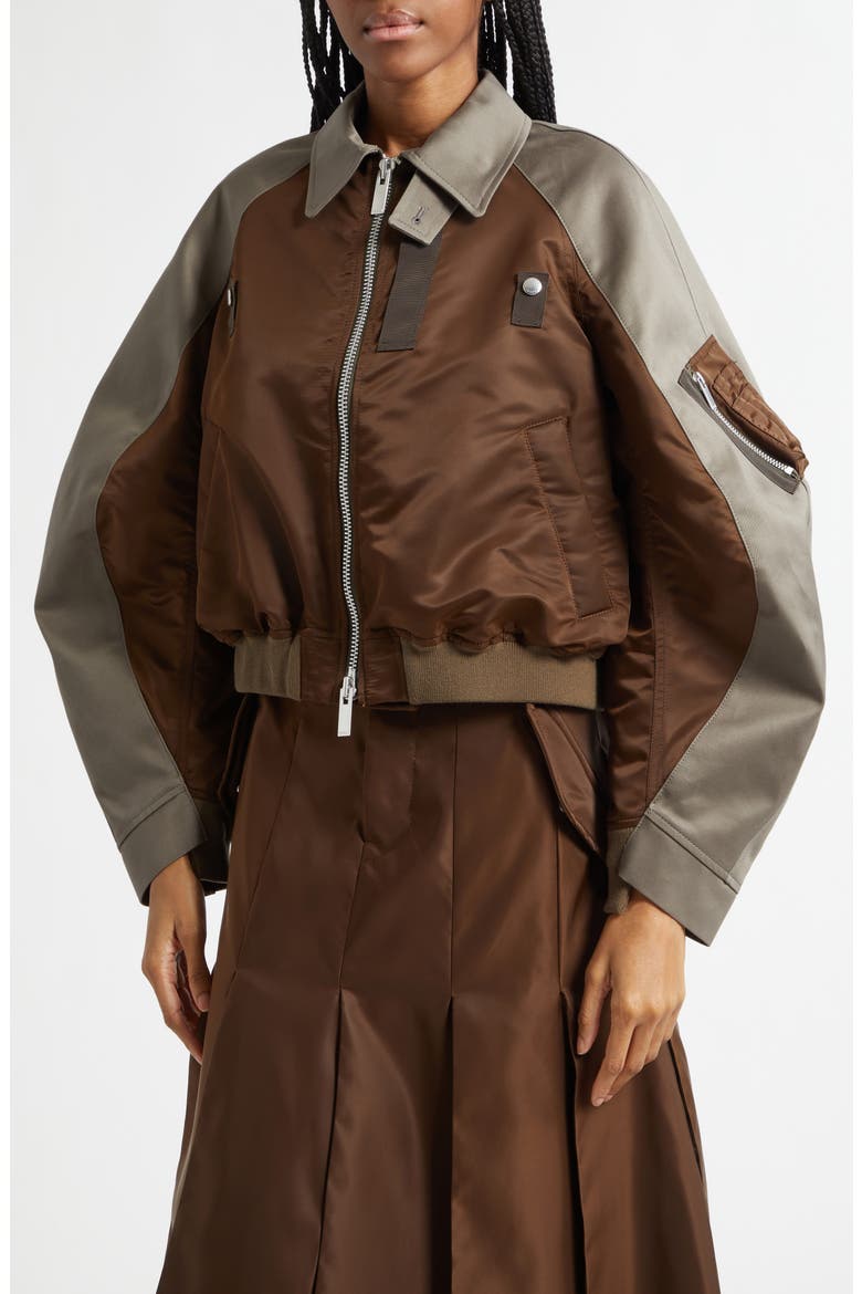 Cotton Chino x Nylon Twill Jacket, Alternate, color, BROWN/ GRAY