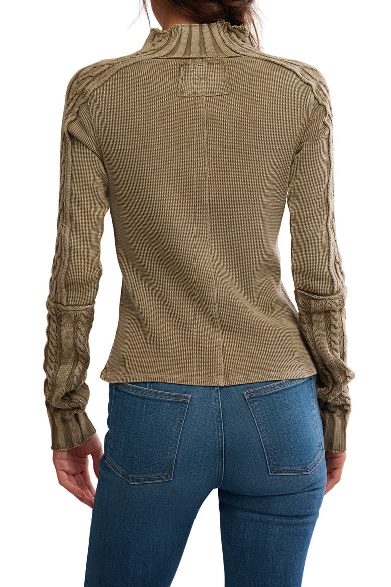 WTF Breezy Cable Knit Mock Neck Top, Alternate, color, FOSSIL DUNE