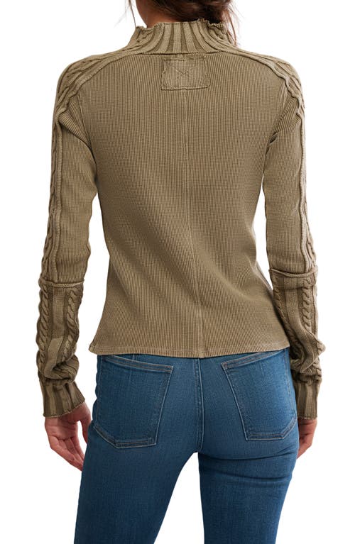 Free People Wtf Breezy Cable Knit Mock Neck Top In Black