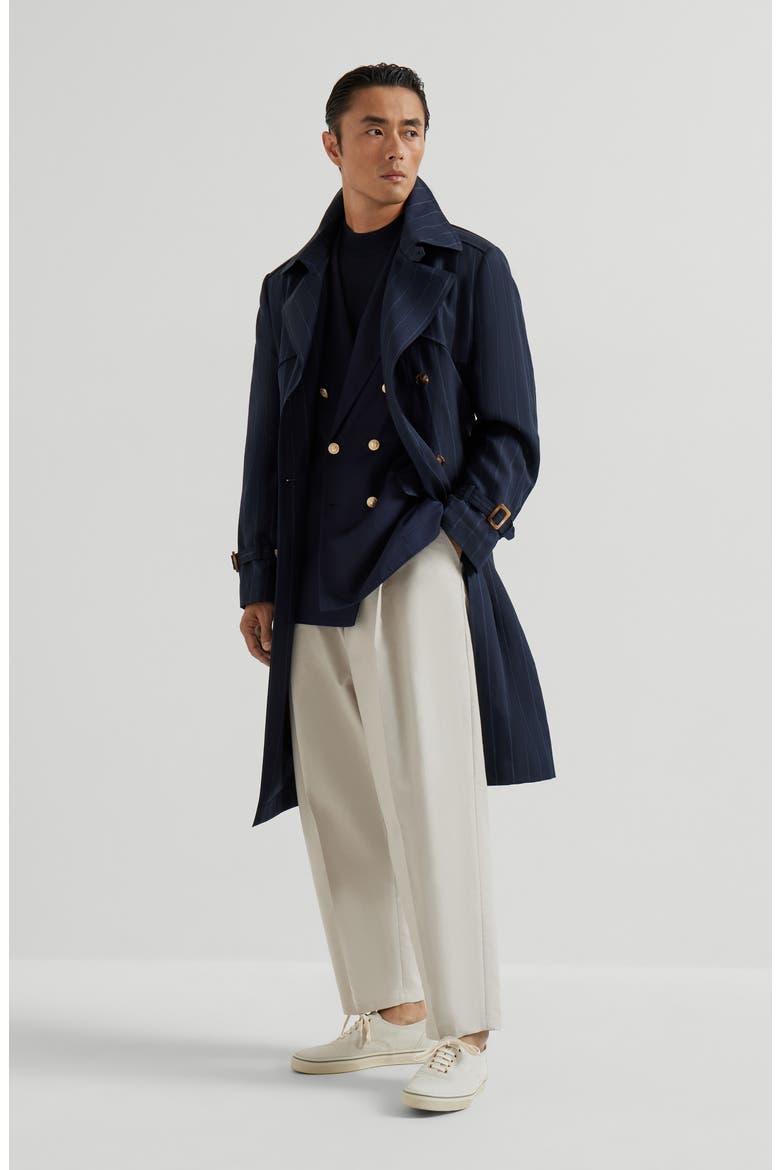Chalk stripe trench, Alternate, color, Blue