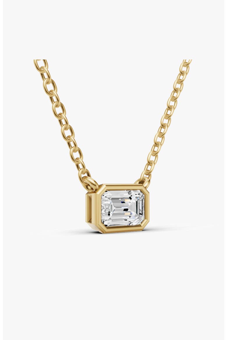 14K Gold 0.75 ct Lab-Grown Emerald Cut Bezel Pendant, Alternate, color, Yellow Gold