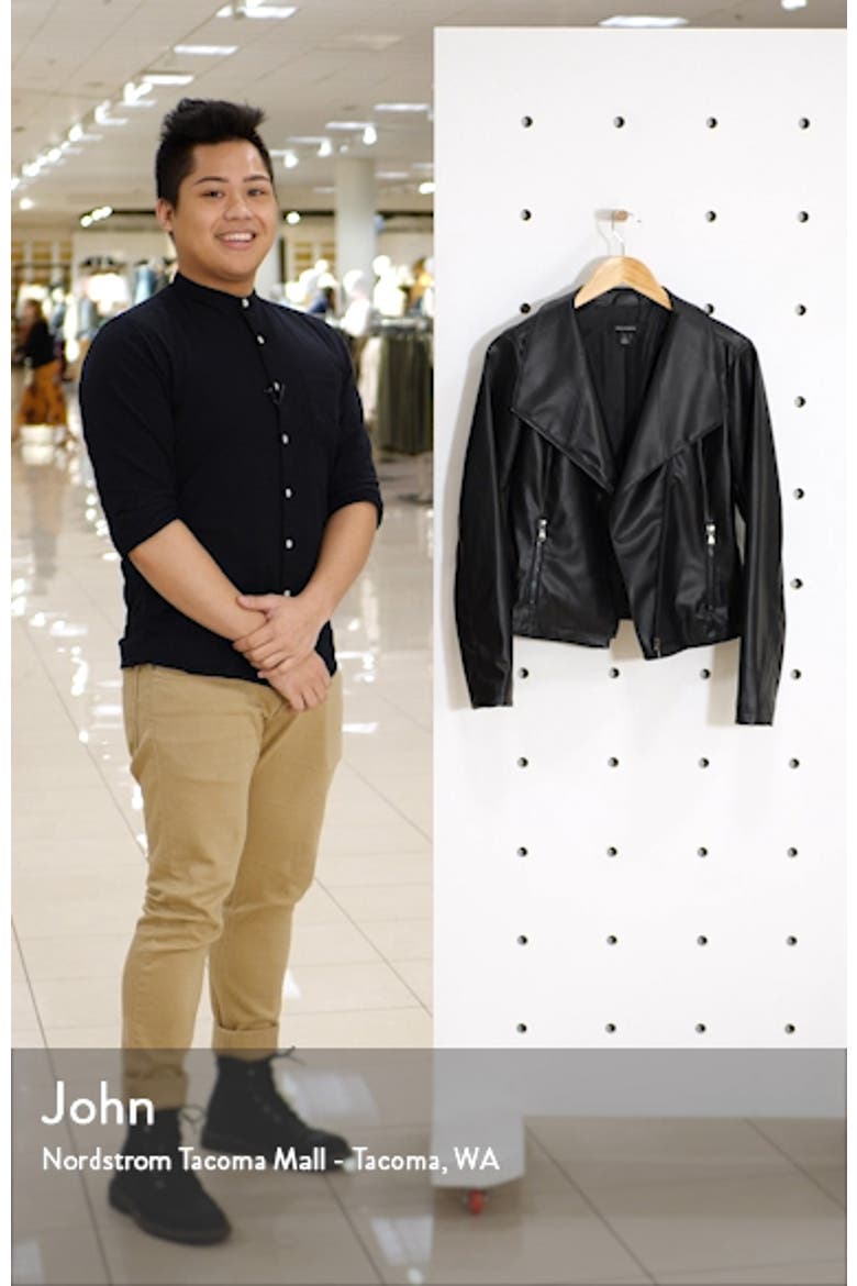 Drape Collar Faux Leather Jacket video