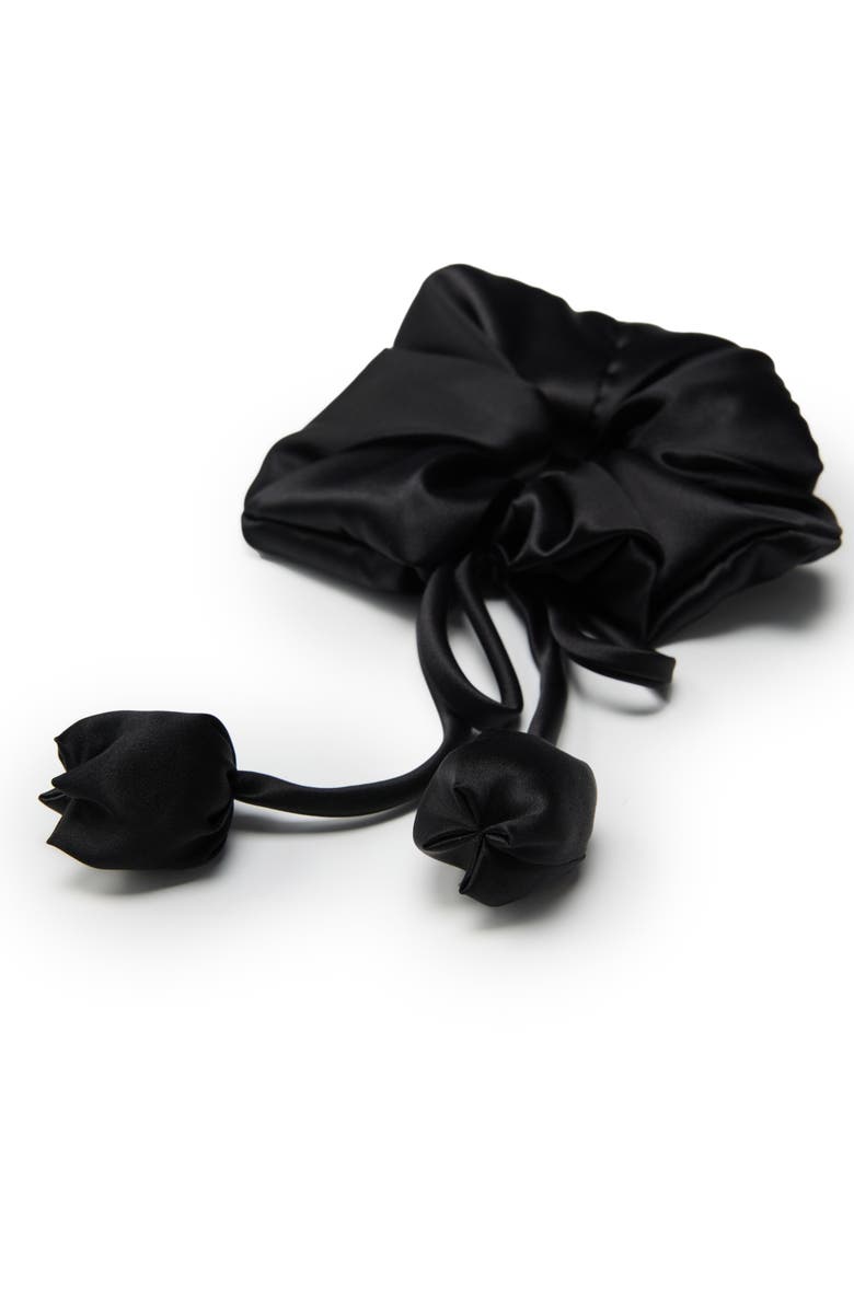 OLAH Tulip Silk Hair Tie Scrunchie, Alternate, color, Black