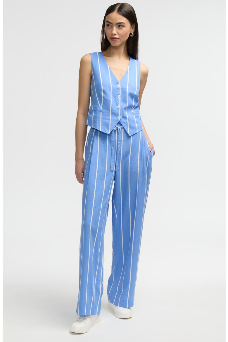 Stripe Tie Waist Paperbag Pants, Alternate, color, BLUE/ WHITE STRIPE