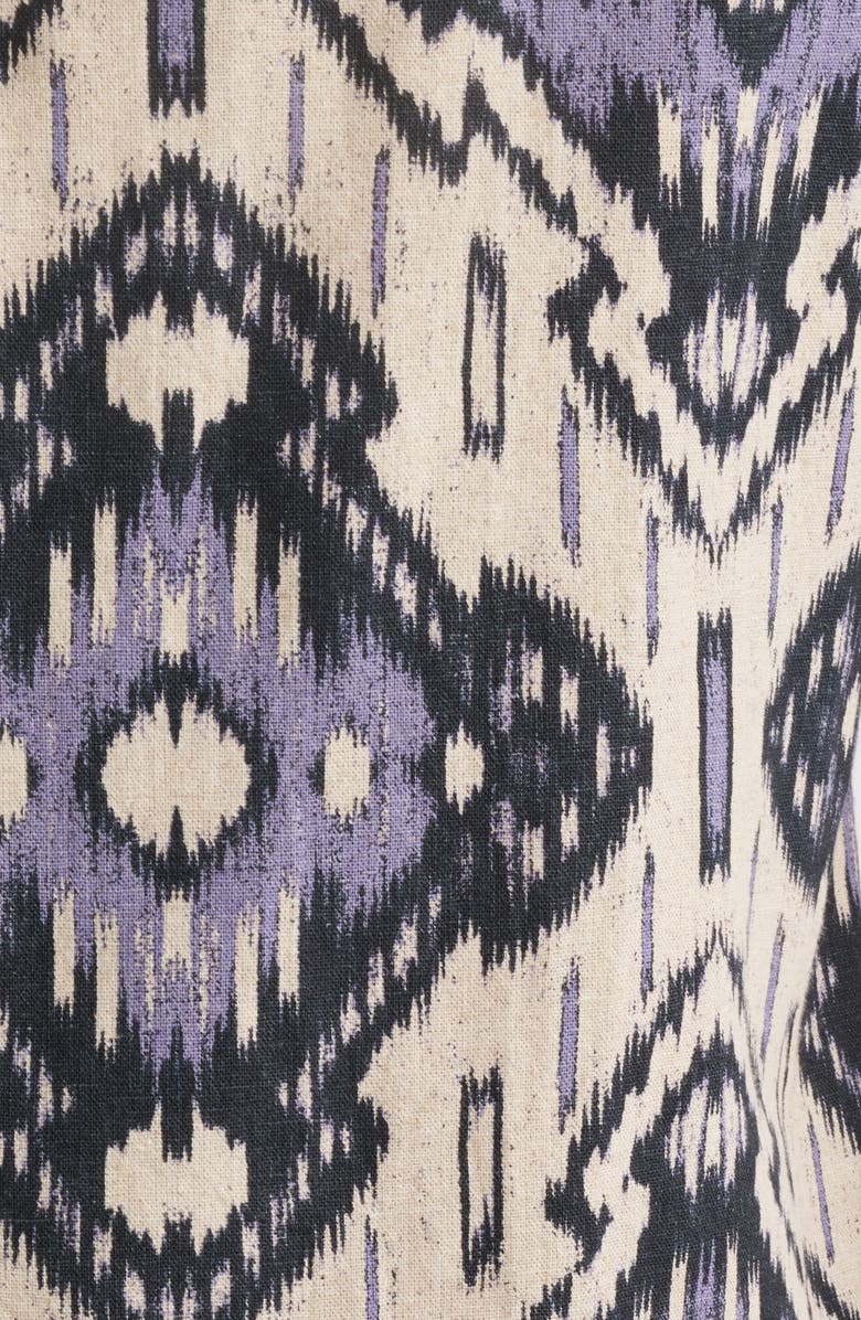 NN07 Julio Ikat Print Linen & Cotton Camp Shirt, Alternate, color, Violet