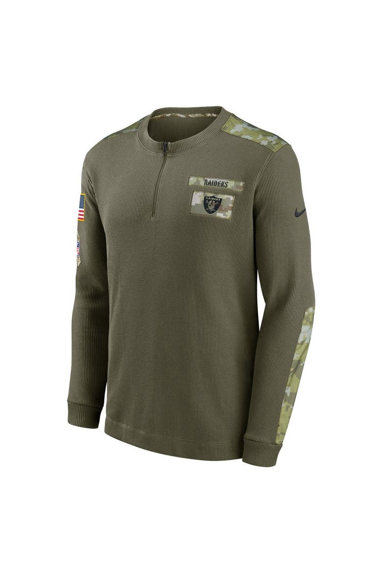 Men's Nike Olive Las Vegas Raiders 2021 Salute To Service Henley Long Sleeve Thermal Top, Alternate, color, Olive