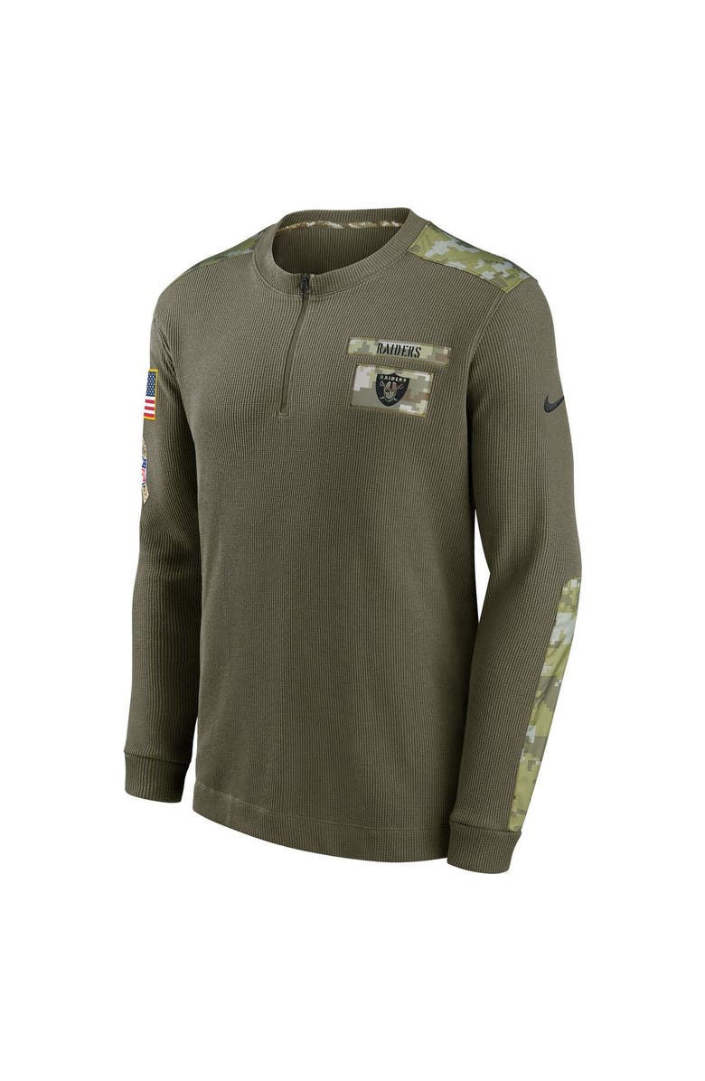 Nike Men's Nike Olive Las Vegas Raiders 2021 Salute To Service Henley Long Sleeve Thermal Top, Alternate, color, 