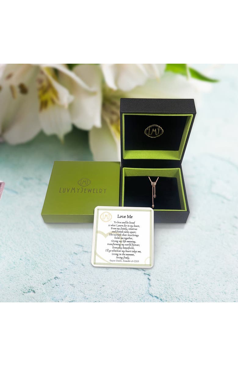 LuvMyJewelry Luv Me Lace Agate Gemstone Rose Gold Plated Silver Adjustable Heart Women Necklace, Alternate, color, 