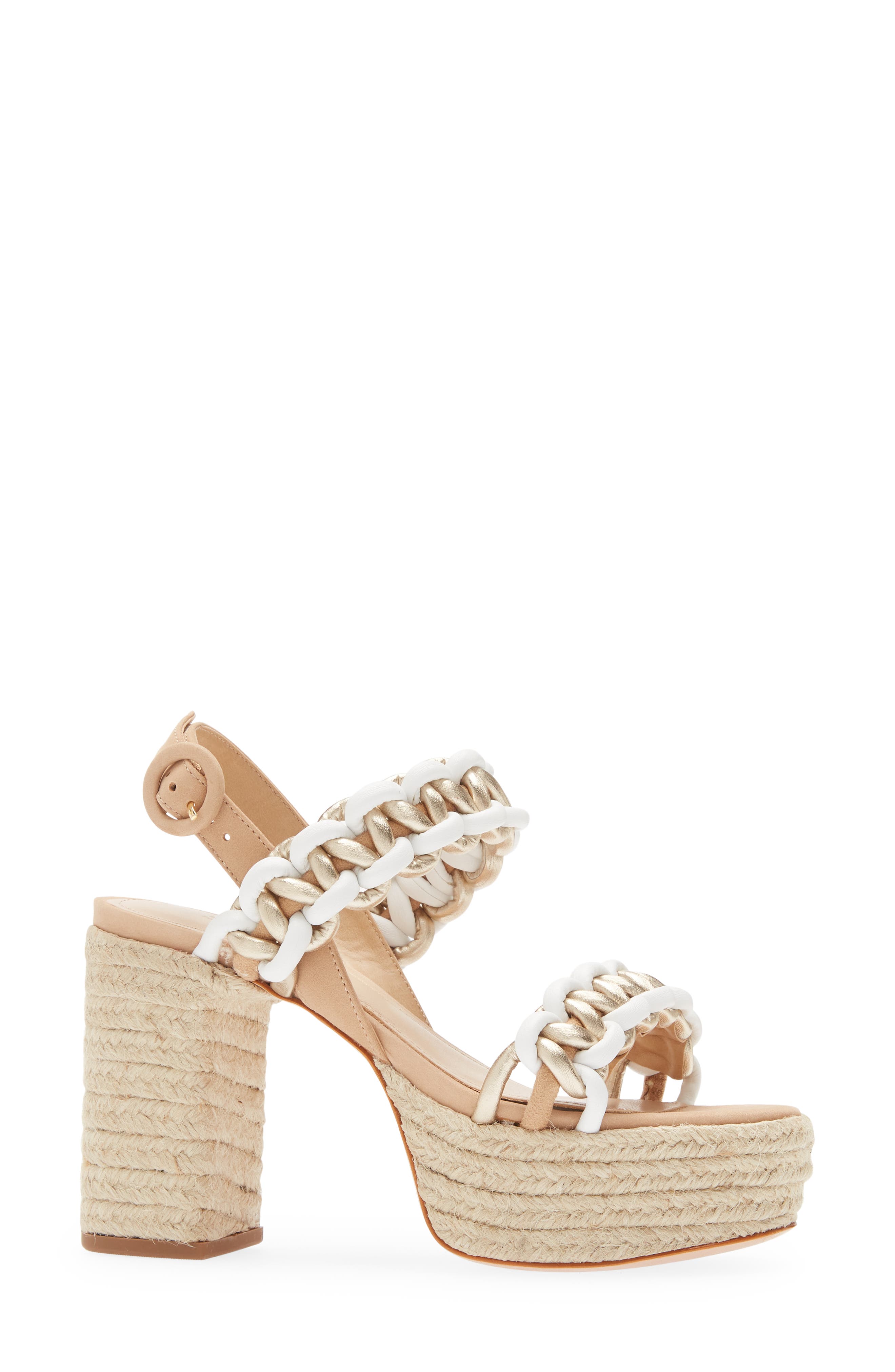 Juliet Woven Leather Platform Sandal, Alternate, color, LIGHT NUDE/ WHITE/ PLATINA