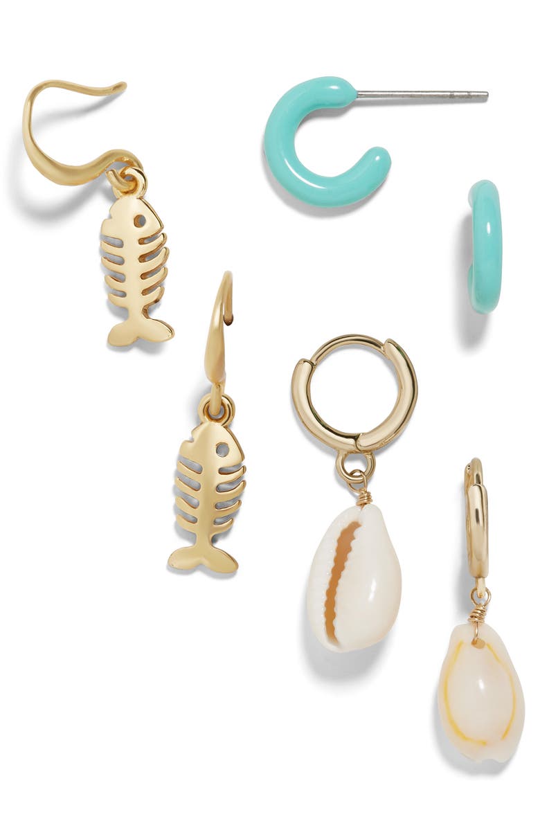 BaubleBar Marine Set of 3 Earrings, Main, color, 
