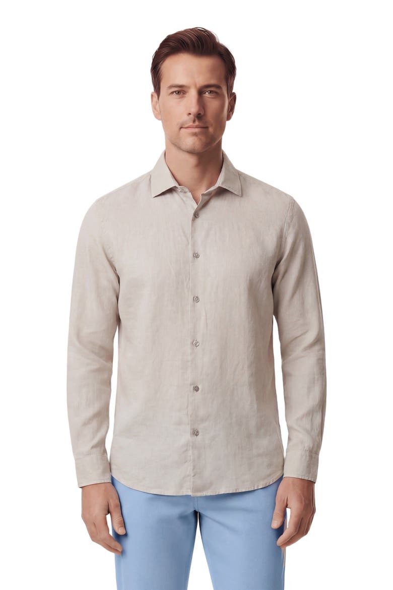Linen Long Sleeve Shirt, Main, color, NATURAL
