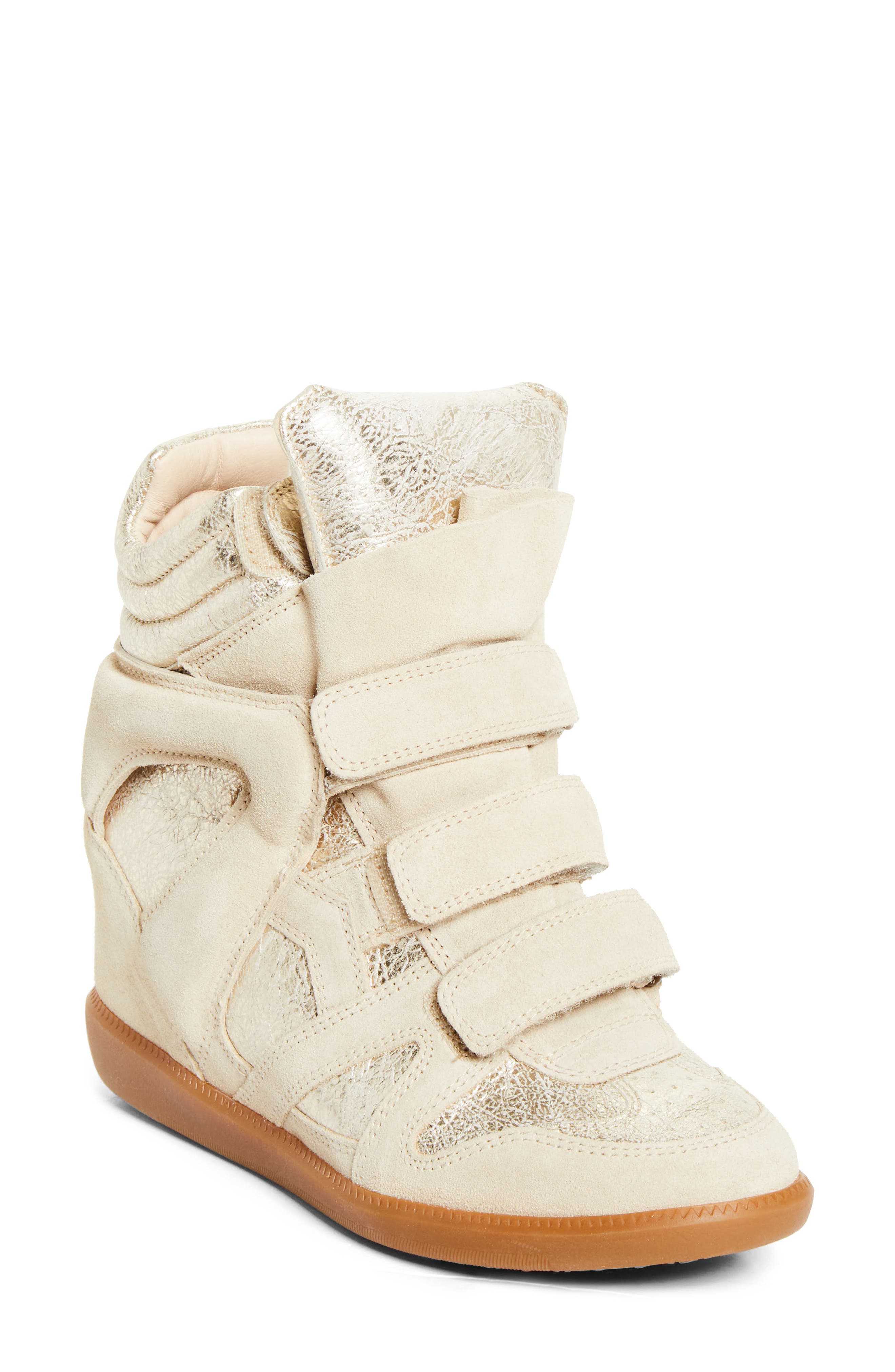 Bekett Ring Wedge Sneaker, Main, color, LIGHT BEIGE/LIGHT GOLD