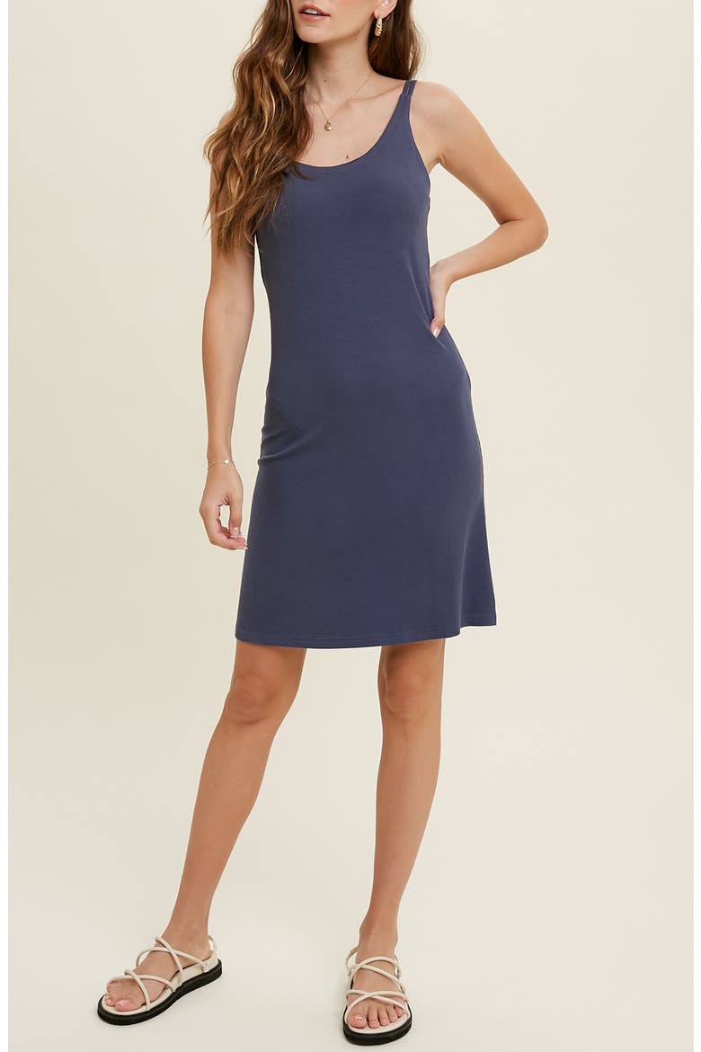 Double Strap Tank Dress, Main, color, BLUE