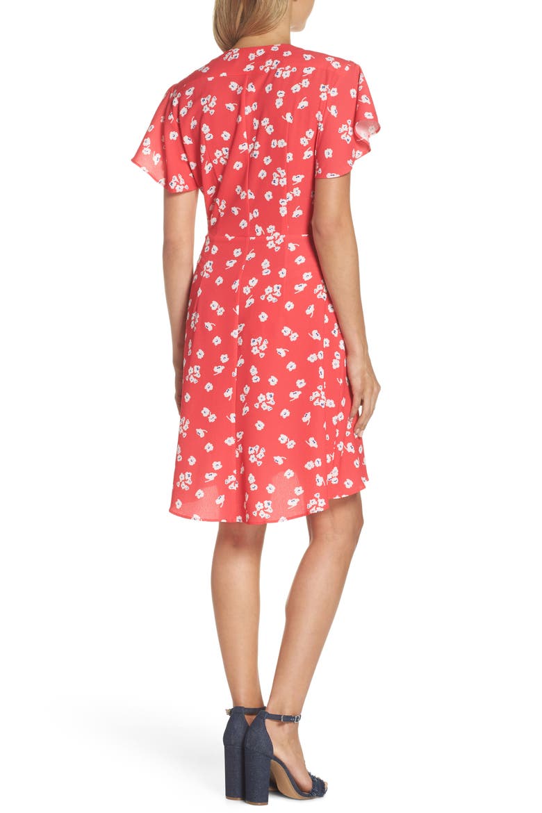 Verona Floral Print Faux Wrap Dress, Alternate, color, AZALEA MULTI