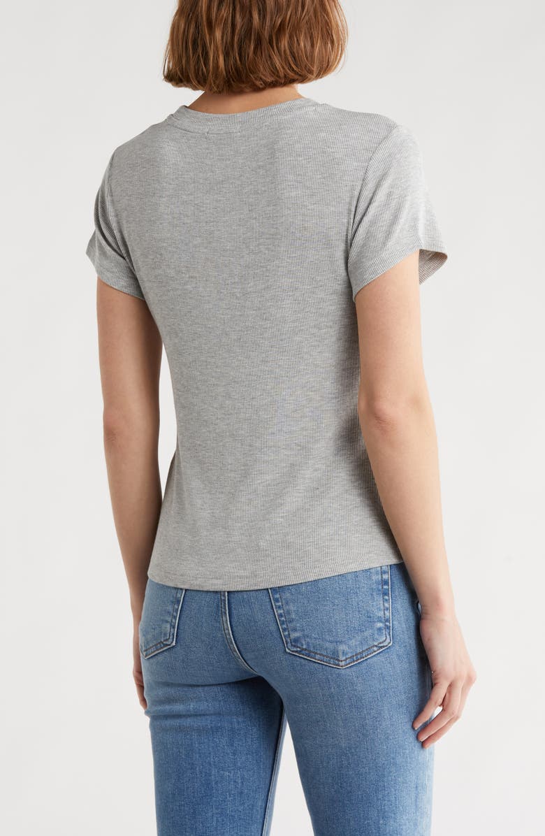 Sweet Romeo Ribbed Crewneck T-Shirt, Alternate, color, Heather Grey