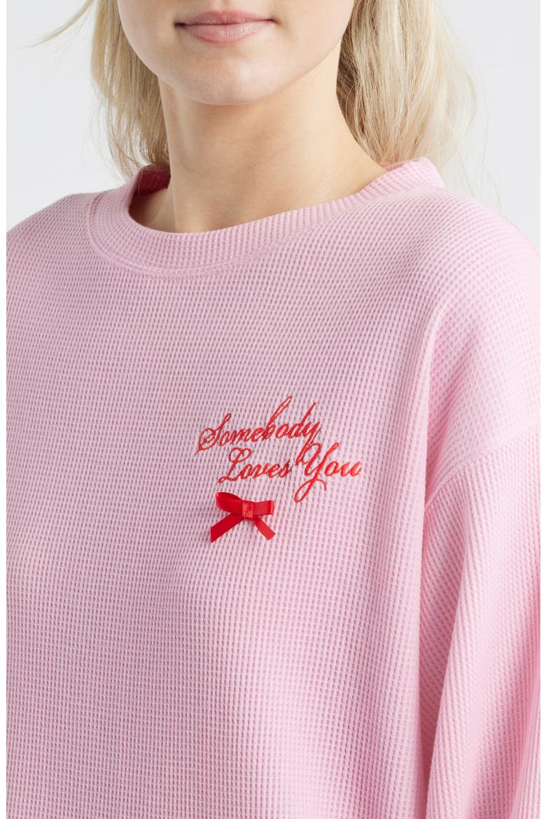 Somebody Loves You Waffle Knit Graphic Top, Alternate, color, PINK