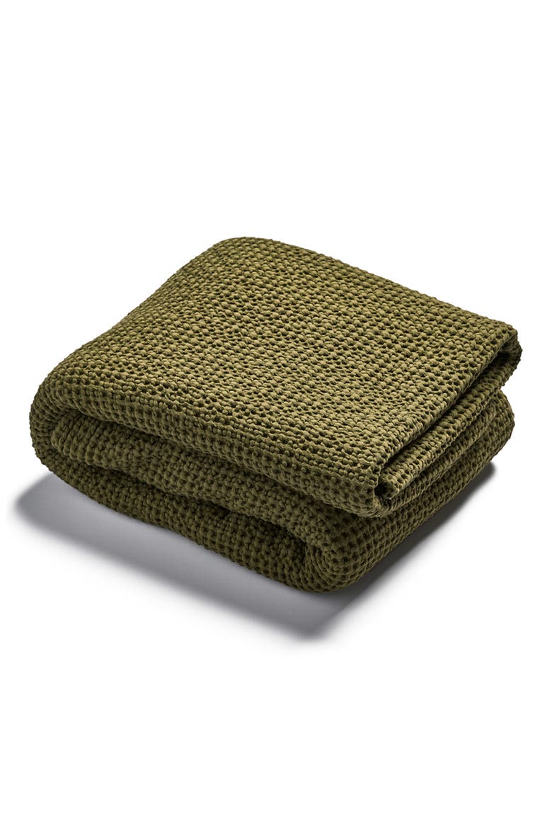Waffle Cotton Throw Blanket, Main, color, BOTANICAL GREEN