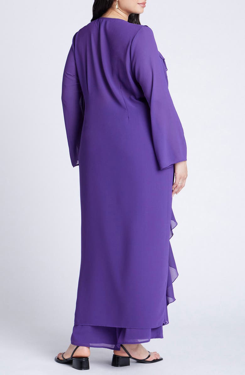 ELOQUII Ruffle Duster Jacket, Alternate, color,