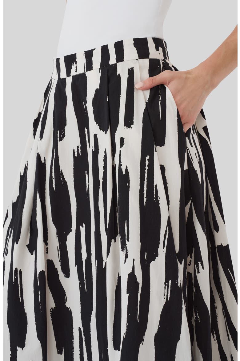 Cotton Print Midi Skirt, Alternate, color, BRUSH STROKES
