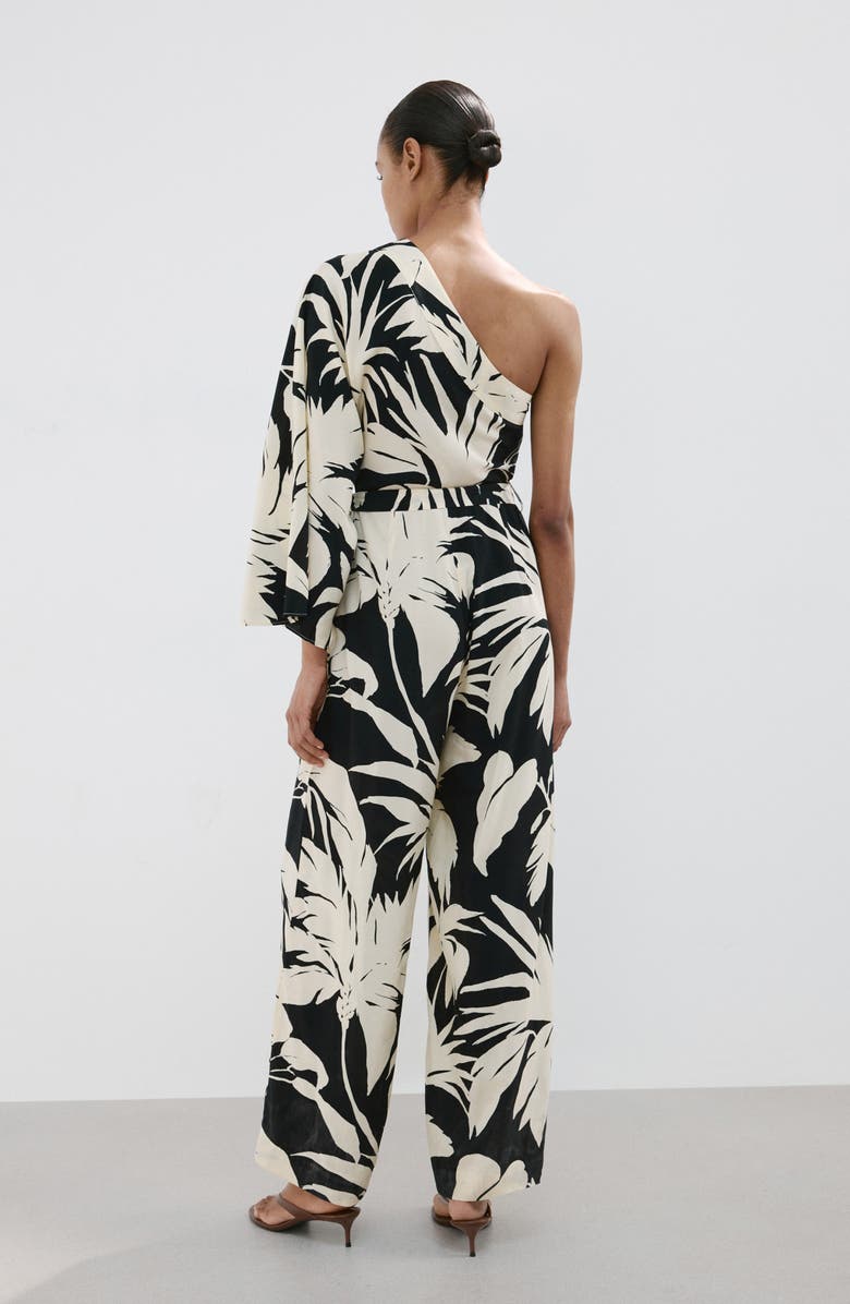 MANGO Asymmetrical Flare Sleeve Jumpsuit, Alternate, color, Ecru