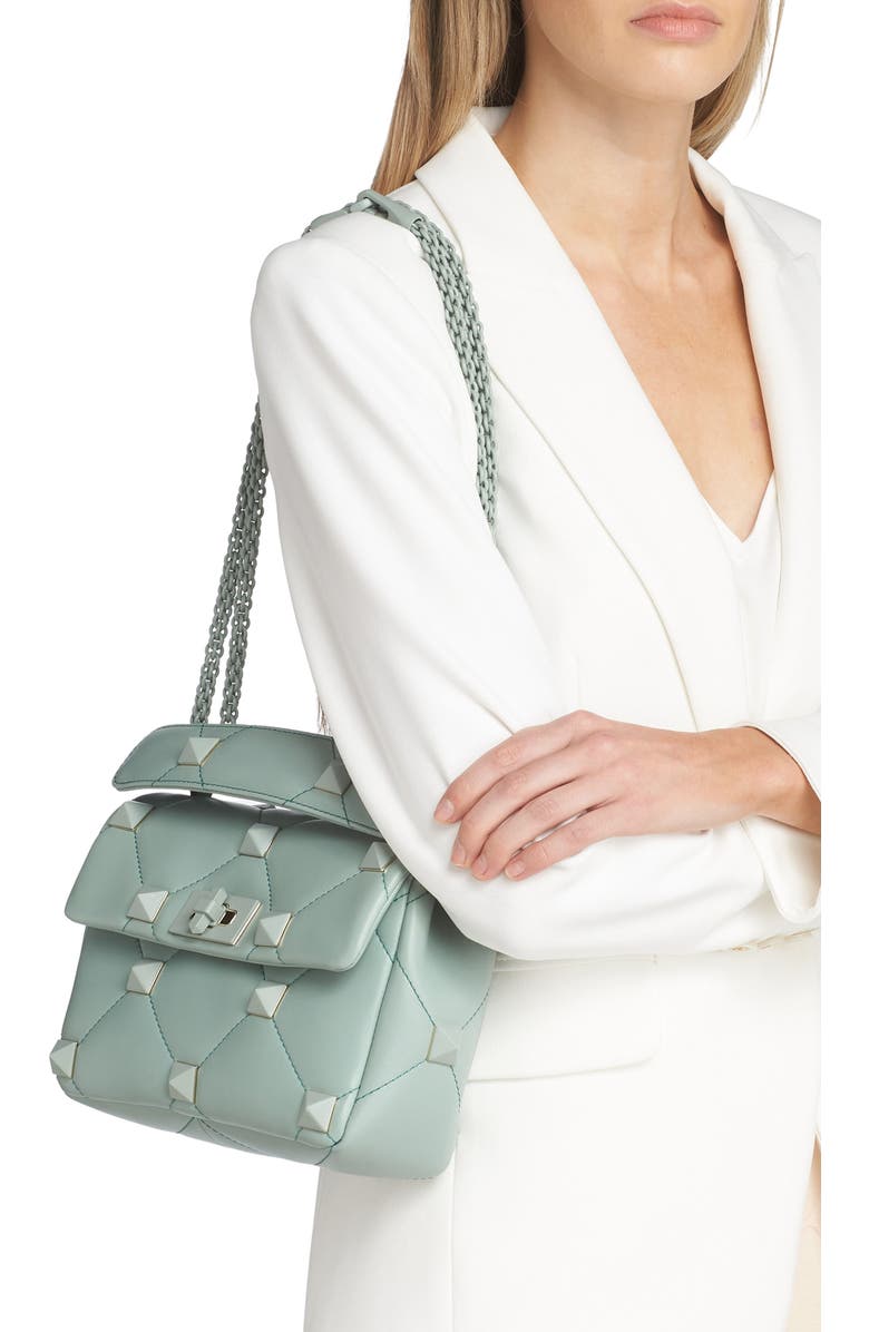 Valentino Garavani Large Roman Stud Leather Shoulder Bag, Alternate, color,