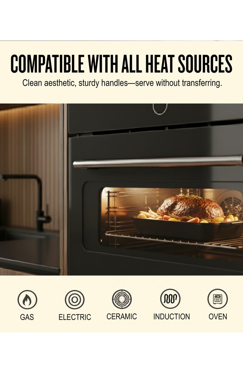 Alva Nori Enameled Cast Iron Backing Dish & Roasting Pan - 12x8, Alternate, color, Black