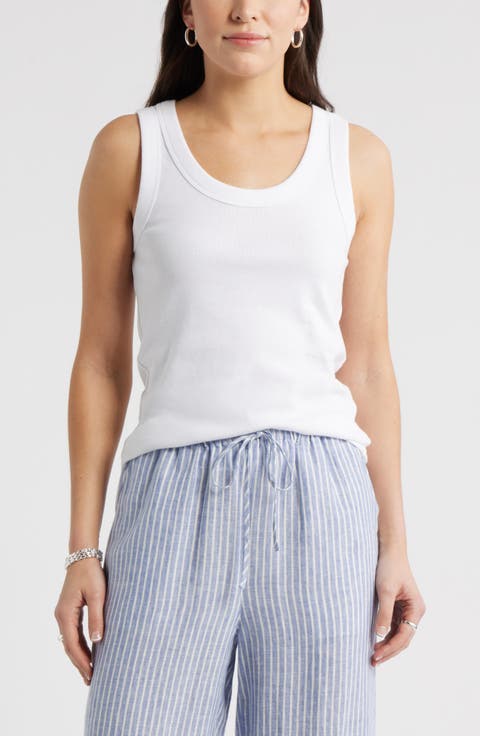 Scoop Neck Rib Cotton Tank