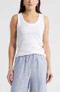 Caslon® Scoop Neck Rib Cotton Tank