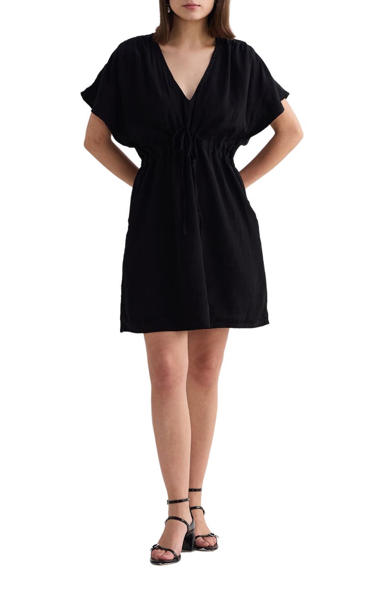 Reistor Short gathered Dress in Black, Main, color, Black