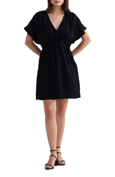 Short gathered Dress in Black