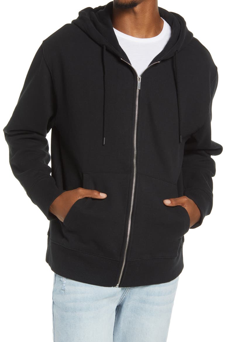 Front Zip Hoodie, Alternate, color, BLACK