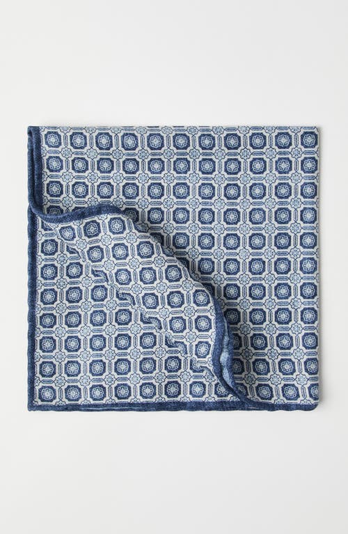 Brunello Cucinelli Double-faced Silk Geometric Pocket Square In Blue