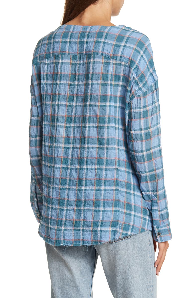 beachlunchlounge Plaid Crinkled Long Sleeve Blouse, Alternate, color,