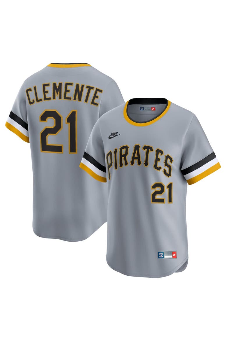 Men's Nike Roberto Clemente Gray Pittsburgh Pirates Throwback Cooperstown Collection Limited Jersey, Main, color, Gray