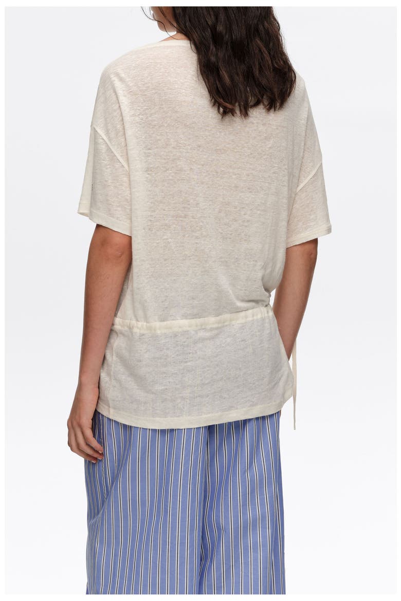 Linen T-Shirt With Adjustable Waist, Alternate, color, IVORY