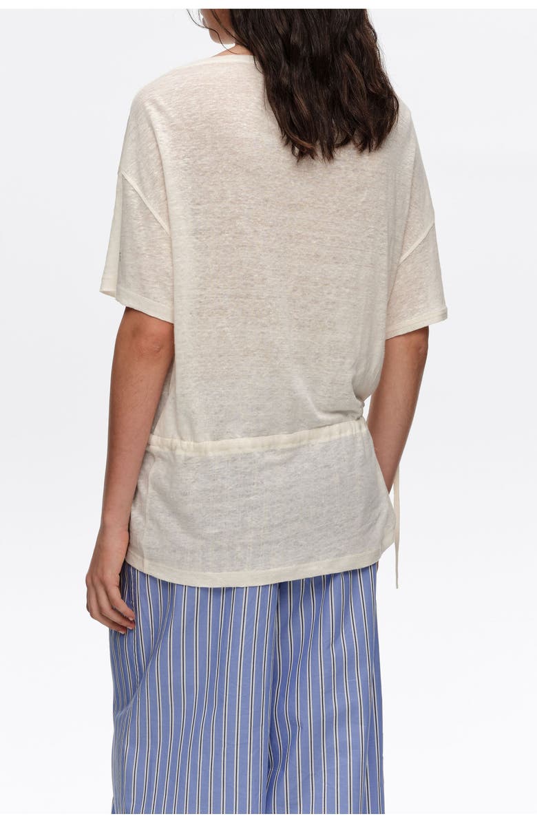 Bimba y Lola Linen T-Shirt With Adjustable Waist, Alternate, color, Ivory