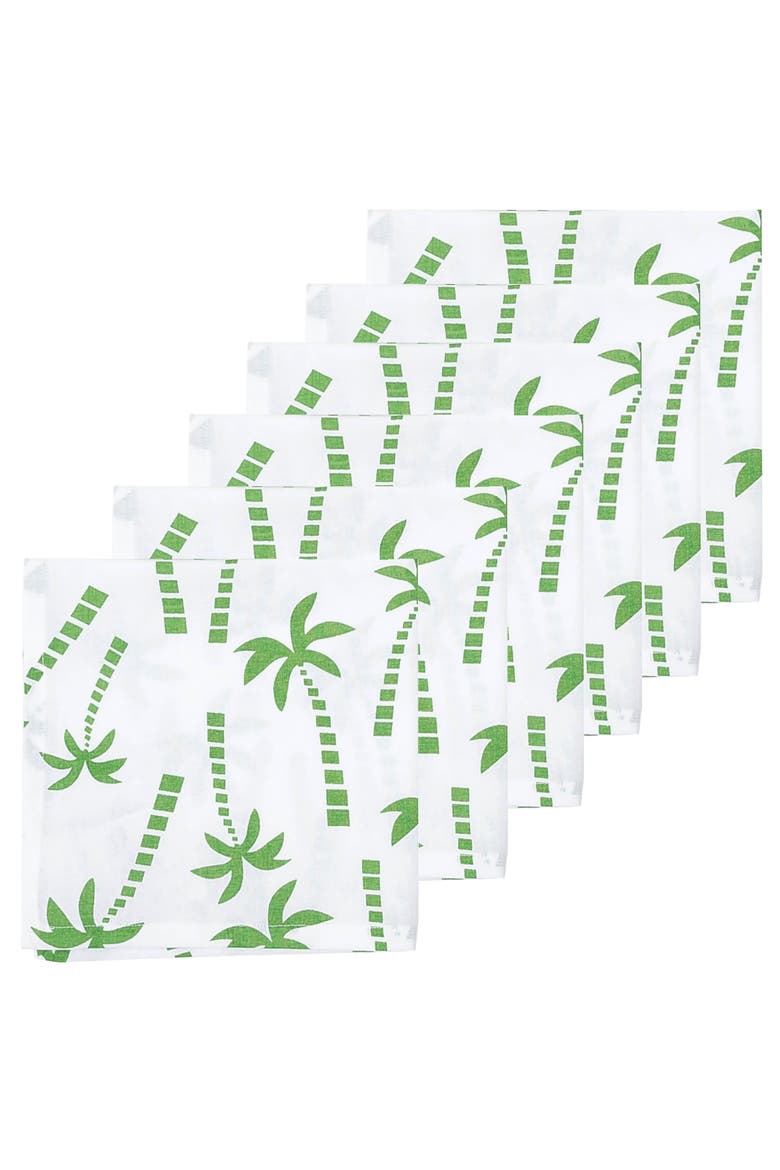 Beachy Palm Cotton Cloth Napkin Set of 6, Alternate, color, Green